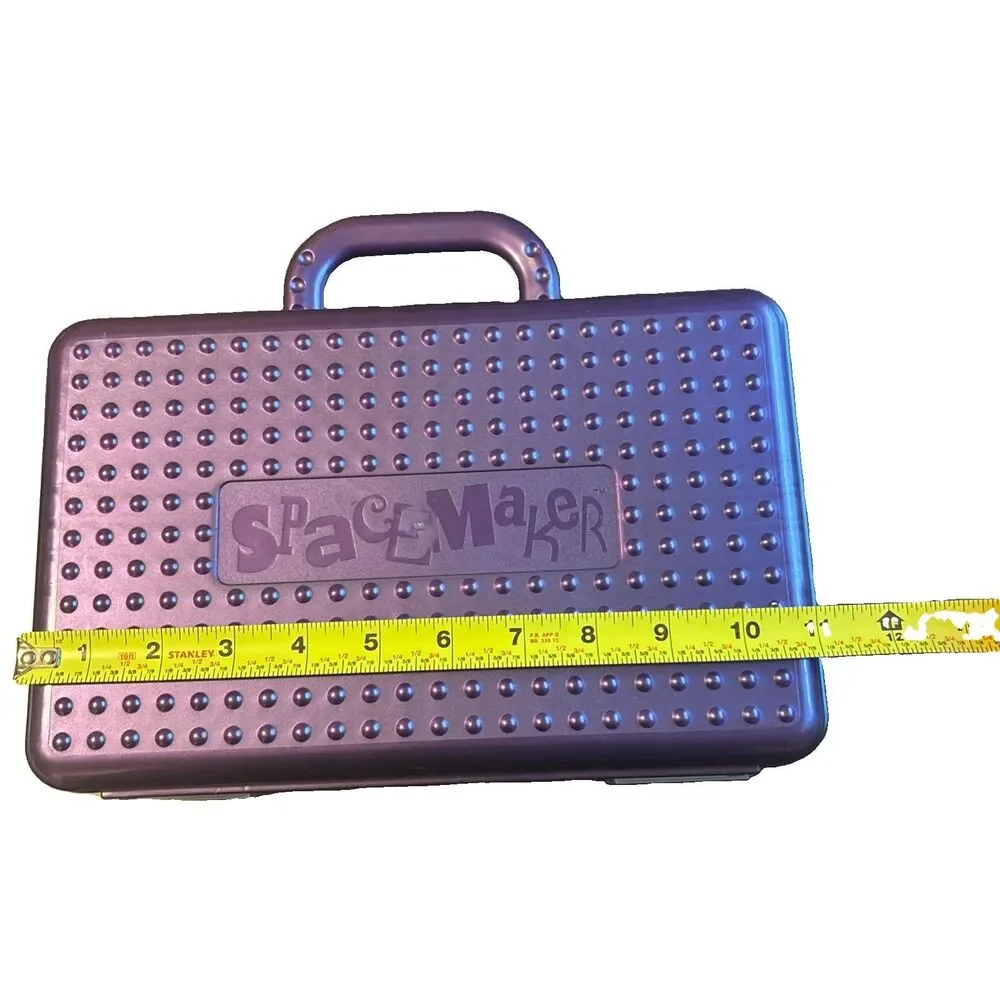 Vtg Spacemaker purple art case with handle plastic storage Newell 11 x 6.5 in